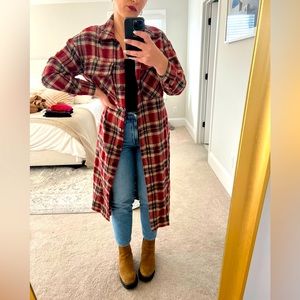 NWT size small plaid trench coat in comfy flannel material
